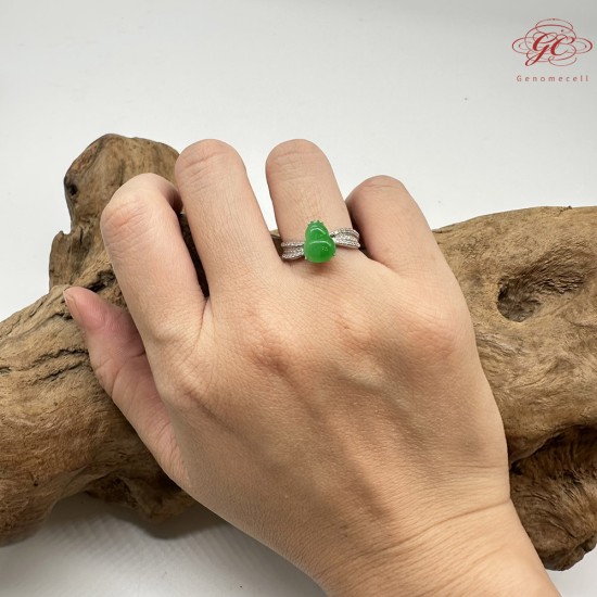 【肌容雪】天然緬甸A貨18K金正揚綠翡翠葫蘆造型戒指 編號771(戒圍17.6mm#12號)