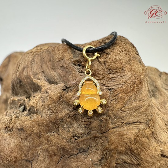 【肌容雪】天然緬甸A貨18K金翡翠葫蘆造型吊墜繩 編號772