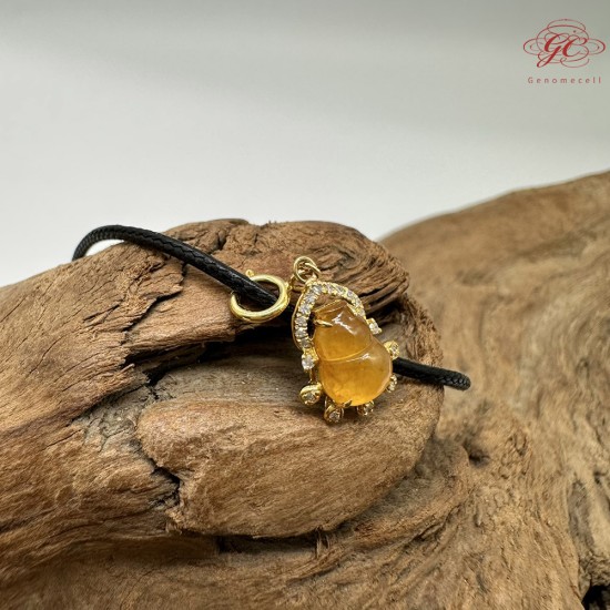 【肌容雪】天然緬甸A貨18K金翡翠葫蘆造型吊墜繩 編號772