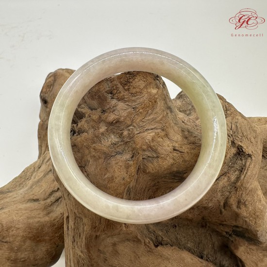 【肌容雪】緬甸天然A貨翡翠春彩奶油粉紫平安鐲 編號776(鐲圍56.7mm#18號)