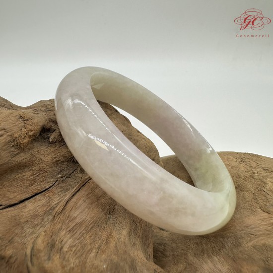 【肌容雪】緬甸天然A貨翡翠春彩奶油粉紫平安鐲 編號776(鐲圍56.7mm#18號)