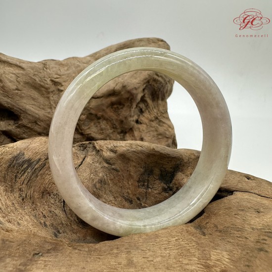 【肌容雪】緬甸天然A貨翡翠春彩奶油粉紫平安鐲 編號776(鐲圍56.7mm#18號)