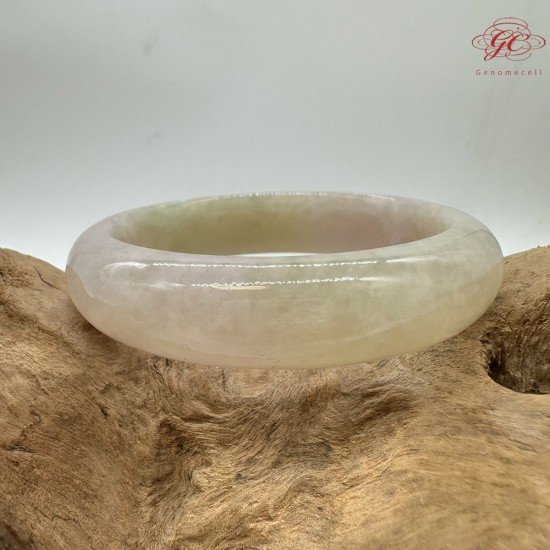 【肌容雪】緬甸天然A貨翡翠春彩奶油粉紫平安鐲 編號776(鐲圍56.7mm#18號)