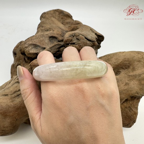 【肌容雪】緬甸天然A貨翡翠春彩奶油粉紫平安鐲 編號776(鐲圍56.7mm#18號)