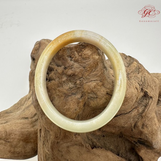 【肌容雪】天然緬甸A貨翡翠冰雞油黃貴妃鐲 編號780(鐲圍57mm#18號)