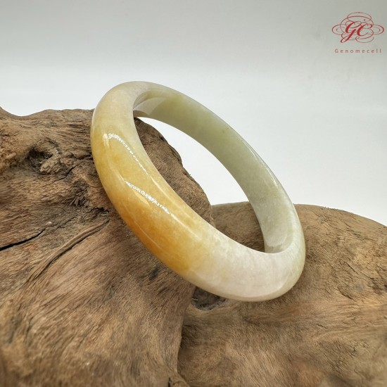 【肌容雪】天然緬甸A貨翡翠冰雞油黃貴妃鐲 編號780(鐲圍57mm#18號)