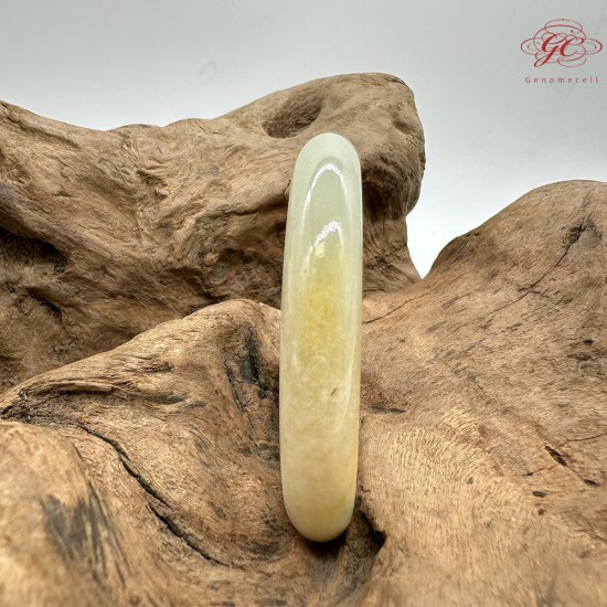 【肌容雪】天然緬甸A貨翡翠冰雞油黃貴妃鐲 編號780(鐲圍57mm#18號)