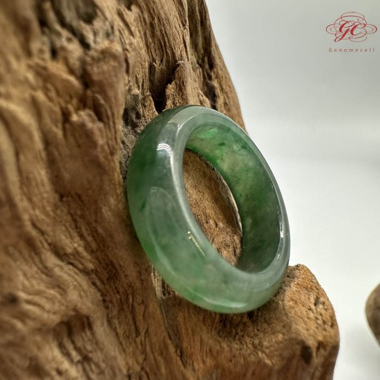 【肌容雪】天然緬甸A貨綠翡翠飄花戒圈 編號782(戒圍17.2mm#10號)