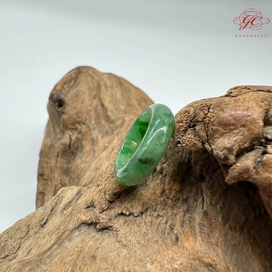 【肌容雪】天然緬甸A貨綠翡翠飄花戒圈 編號792(戒圍16.1mm#10號)