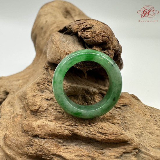 【肌容雪】天然緬甸A貨綠翡翠飄花戒圈 編號792(戒圍16.1mm#10號)