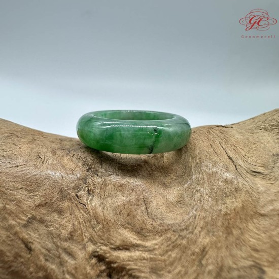 【肌容雪】天然緬甸A貨綠翡翠飄花戒圈 編號792(戒圍16.1mm#10號)