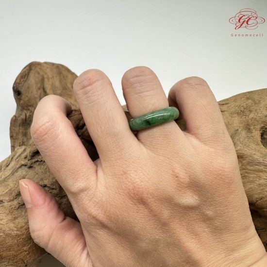 【肌容雪】天然緬甸A貨綠翡翠飄花戒圈 編號792(戒圍16.1mm#10號)