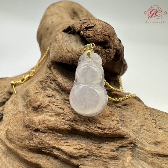 【肌容雪】天然緬甸A貨18K冰種翡翠葫蘆造型項鍊 編號839