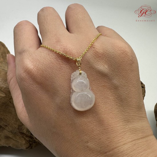 【肌容雪】天然緬甸A貨18K冰種翡翠葫蘆造型項鍊 編號839