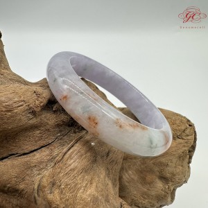 【肌容雪】天然緬甸A貨紫羅蘭帶紅綠翡翠平安鐲 編號861(鐲圍56.0mm#17.5號)