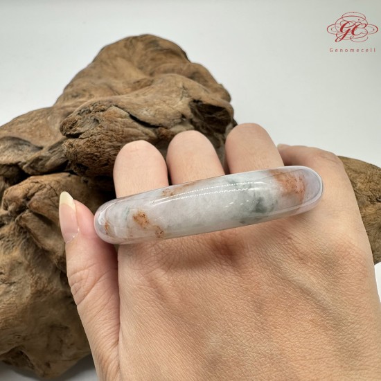 【肌容雪】天然緬甸A貨紫羅蘭帶紅綠翡翠平安鐲 編號861(鐲圍56.0mm#17.5號)