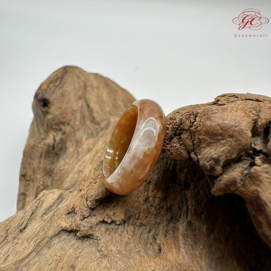 【肌容雪】天然緬甸A貨紅黃翡翠特色戒圈 編號886(戒圍17.5mm#12號)