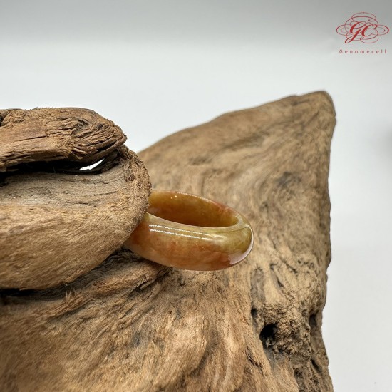 【肌容雪】天然緬甸A貨紅黃翡翠特色戒圈 編號886(戒圍17.5mm#12號)