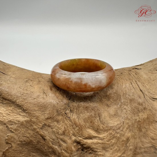 【肌容雪】天然緬甸A貨紅黃翡翠特色戒圈 編號886(戒圍17.5mm#12號)