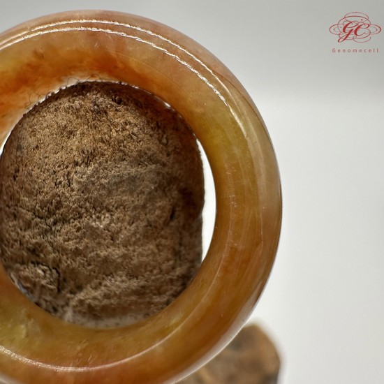 【肌容雪】天然緬甸A貨紅黃翡翠特色戒圈 編號886(戒圍17.5mm#12號)