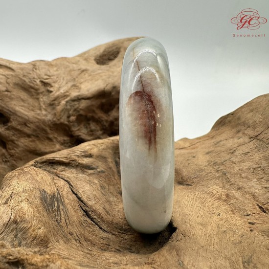 ★瑕疵特賣★【肌容雪】天然緬甸A貨白底紅翡翠平安鐲 編號893(鐲圍58.0mm#18.5號)