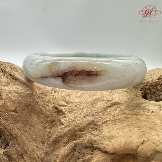 ★瑕疵特賣★【肌容雪】天然緬甸A貨白底紅翡翠平安鐲 編號893(鐲圍58.0mm#18.5號)