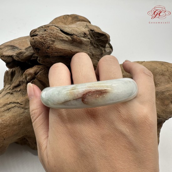 ★瑕疵特賣★【肌容雪】天然緬甸A貨白底紅翡翠平安鐲 編號893(鐲圍58.0mm#18.5號)