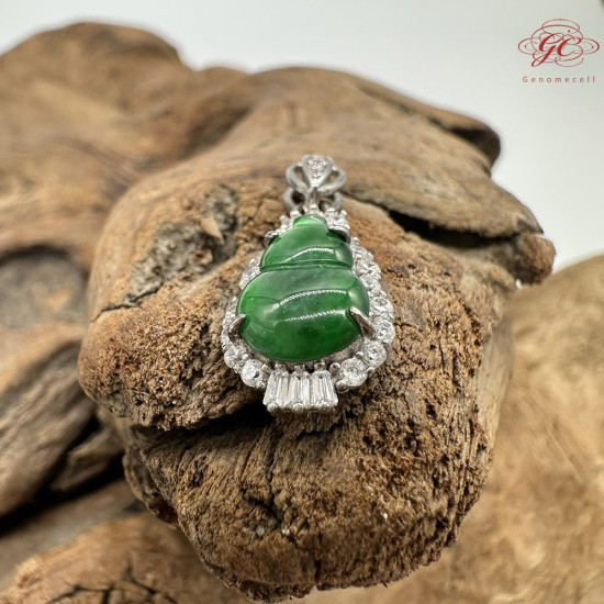 【肌容雪】天然緬甸A貨辣綠翡翠葫蘆吊墜 編號918