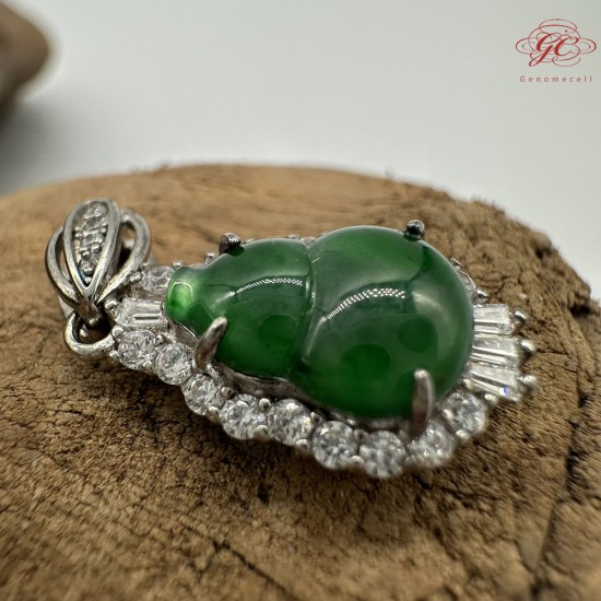 【肌容雪】天然緬甸A貨辣綠翡翠葫蘆吊墜 編號918