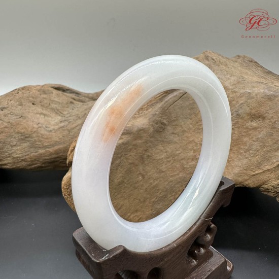 【肌容雪】天然緬甸A貨冰糯紅斑飄花翡翠圓條手鐲 編號919(鐲圍57.5mm#18號)