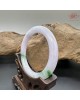 【肌容雪】天然緬甸A貨淡紫翠綠斑翡翠圓條手鐲 編號921(鐲圍55.6mm#17.5號)