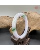 【肌容雪】天然緬甸A貨淡紫翠綠斑翡翠圓條手鐲 編號921(鐲圍55.6mm#17.5號)