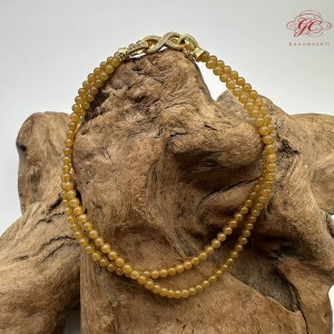 【肌容雪】天然緬甸A貨黃翡翠多圈珠串鍊 編號922
