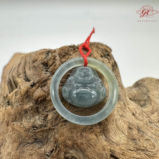 【肌容雪】天然緬甸A貨冰藍翡翠彌勒佛吊飾 編號923