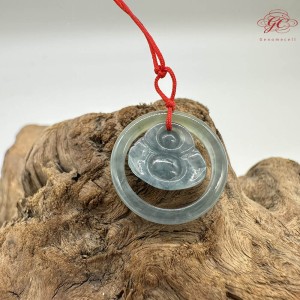 【肌容雪】天然緬甸A貨冰藍翡翠彌勒佛吊飾 編號923