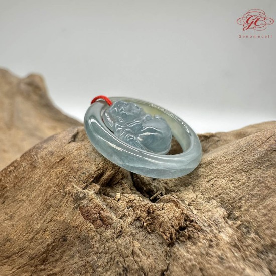 【肌容雪】天然緬甸A貨冰藍翡翠彌勒佛吊飾 編號923