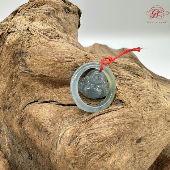 【肌容雪】天然緬甸A貨冰藍翡翠彌勒佛吊飾 編號923