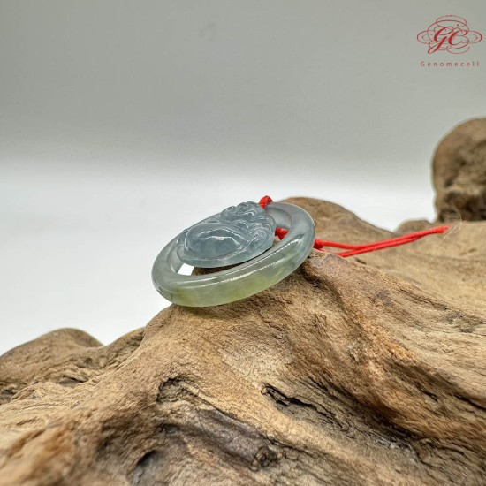 【肌容雪】天然緬甸A貨冰藍翡翠彌勒佛吊飾 編號923