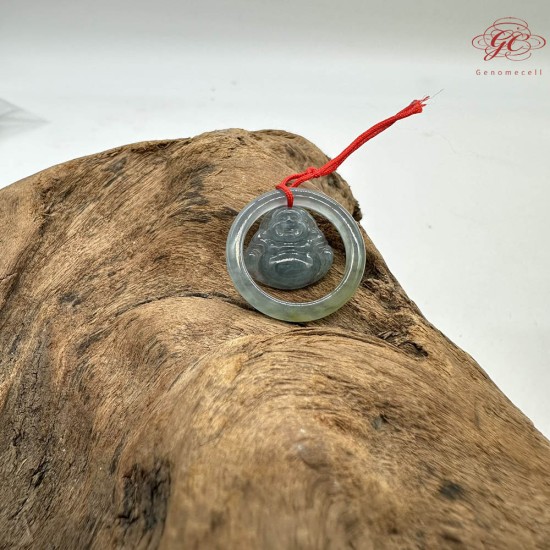 【肌容雪】天然緬甸A貨冰藍翡翠彌勒佛吊飾 編號923