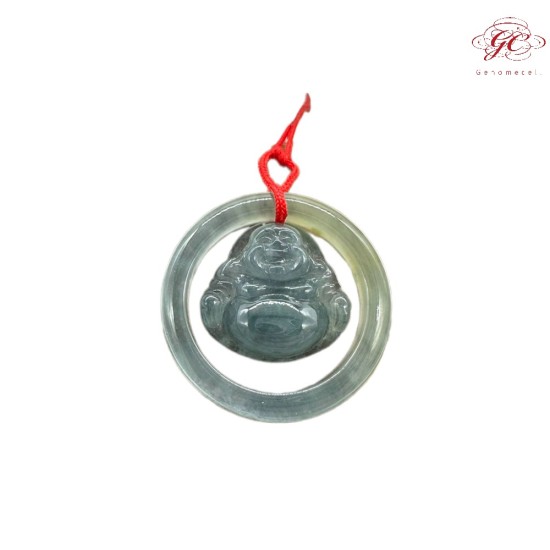 【肌容雪】天然緬甸A貨冰藍翡翠彌勒佛吊飾 編號923