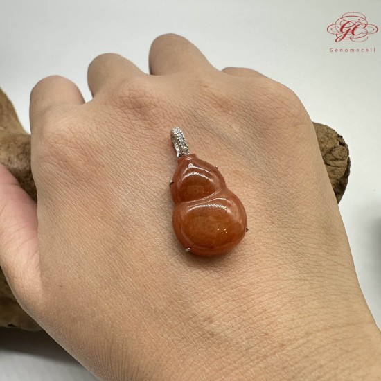 【肌容雪】天然緬甸A貨紅翡翠葫蘆造型吊墜 編號925