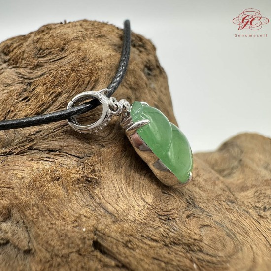 【肌容雪】天然緬甸A貨18K甜揚綠翡翠葫蘆造型吊墜繩 編號930