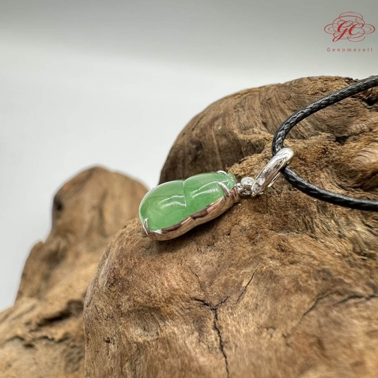 【肌容雪】天然緬甸A貨18K甜揚綠翡翠葫蘆造型吊墜繩 編號930