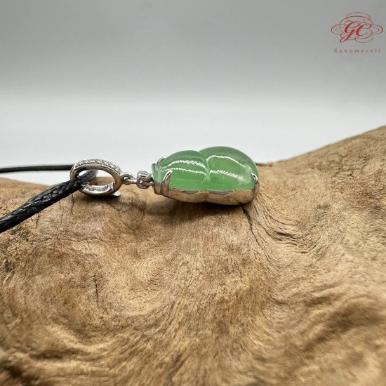 【肌容雪】天然緬甸A貨18K甜揚綠翡翠葫蘆造型吊墜繩 編號930