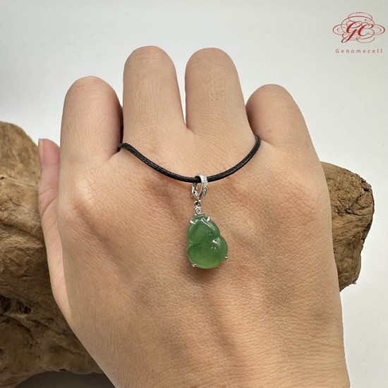 【肌容雪】天然緬甸A貨18K甜揚綠翡翠葫蘆造型吊墜繩 編號930