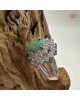 【肌容雪】天然緬甸A貨翡翠蛋面鑲鑽戒指 編號979(戒圍17.7mm#12號)