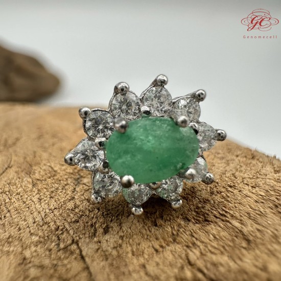 【肌容雪】天然緬甸A貨翡翠蛋面鑲鑽耳針 編號982