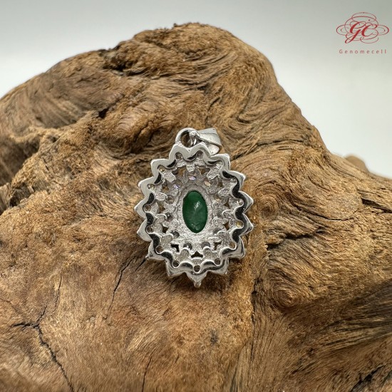 【肌容雪】天然緬甸A貨翡翠蛋面鑲鑽吊墜 編號983