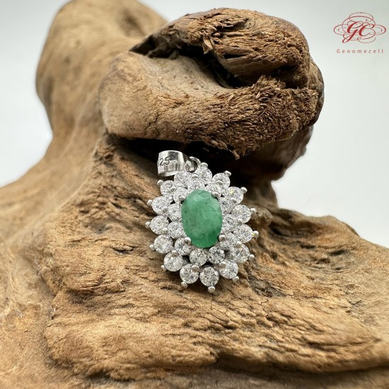 【肌容雪】天然緬甸A貨翡翠蛋面鑲鑽吊墜 編號983