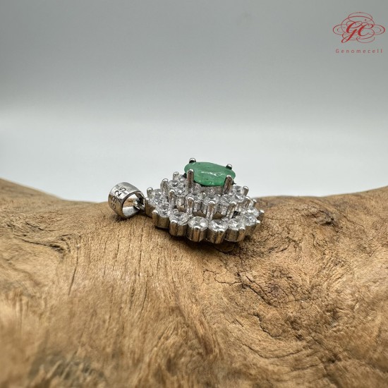 【肌容雪】天然緬甸A貨翡翠蛋面鑲鑽吊墜 編號983